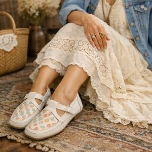 Leather Mushrooms Vintage Mary Jane Shoes